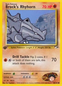 Carte Pokémon Brock's Rhinocorne #70 — Gym Heroes