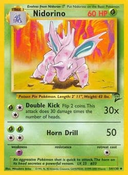 Carte Pokémon Nidorino #54 — Base Set 2